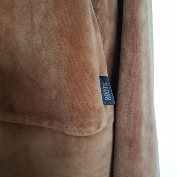 Roots Vintage Velour Front Zip Funnel Neck Sweater Jacket Brown Sz M - Picture 9 of 13